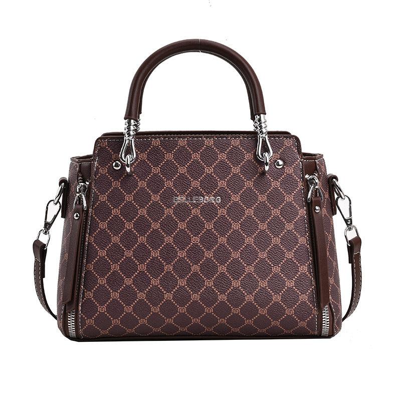 Vintage Geometric Crossbody Bag Retro PU Shoulder Tote Classic Handbag
