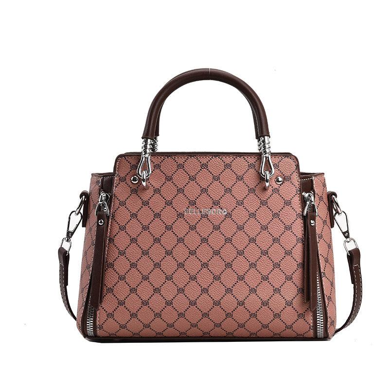 Vintage Geometric Crossbody Bag Retro PU Shoulder Tote Classic Handbag