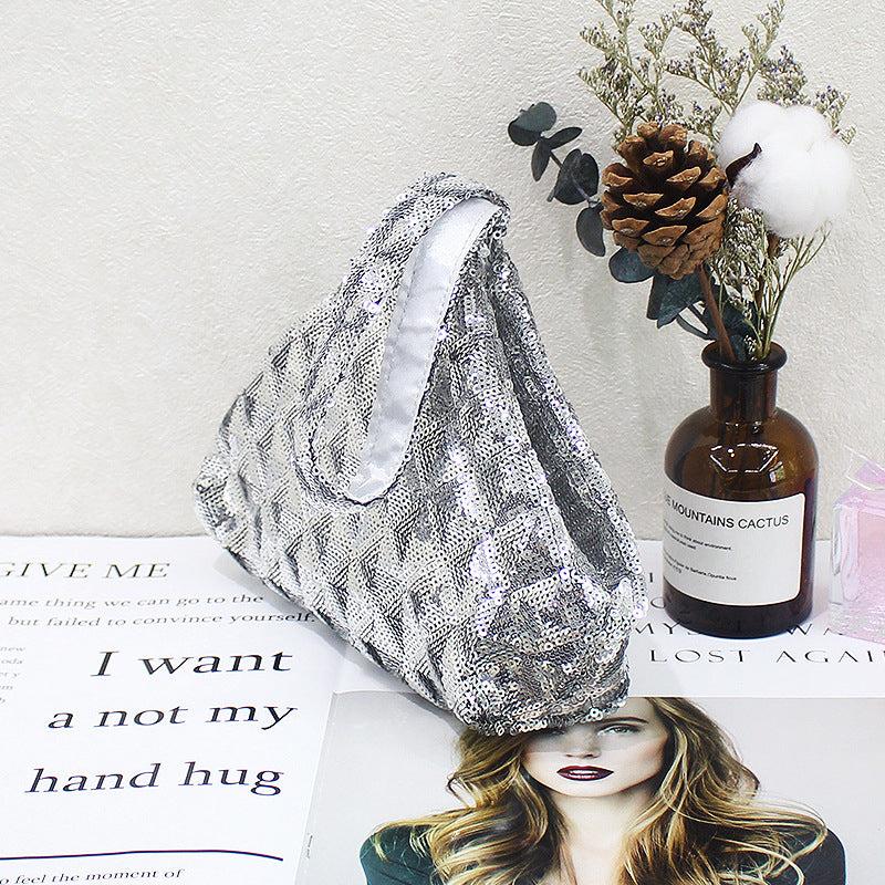 Sequins Decor Satchel Bag Glitter Evening Handbag for Party