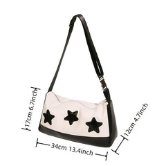 Y2K Star Patch Shoulder Bag Large Capacity Crossbody Bag Vintage
