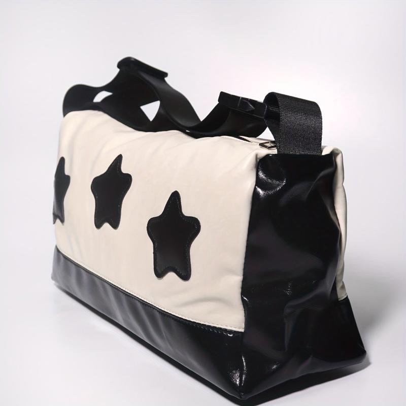 Y2K Star Patch Shoulder Bag Large Capacity Crossbody Bag Vintage
