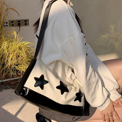 Y2K Star Patch Shoulder Bag Large Capacity Crossbody Bag Vintage