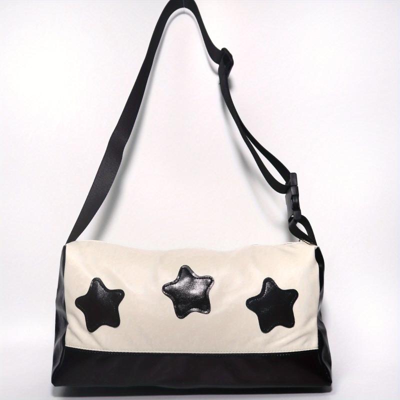 Y2K Star Patch Shoulder Bag Large Capacity Crossbody Bag Vintage