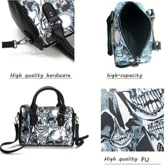 Halloween Ghost Skull Print Boston Bag