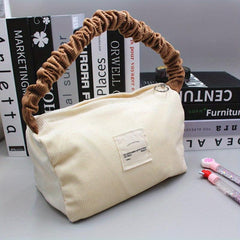 Ruched Corduroy Handbag Block Soft Zipper Underarm Bag