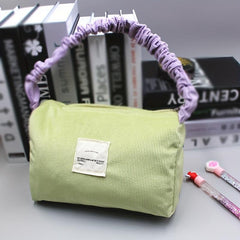 Ruched Corduroy Handbag Block Soft Zipper Underarm Bag