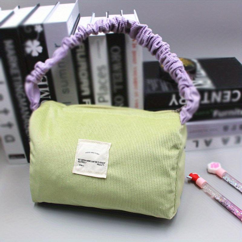 Ruched Corduroy Handbag Block Soft Zipper Underarm Bag