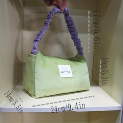 Ruched Corduroy Handbag Block Soft Zipper Underarm Bag