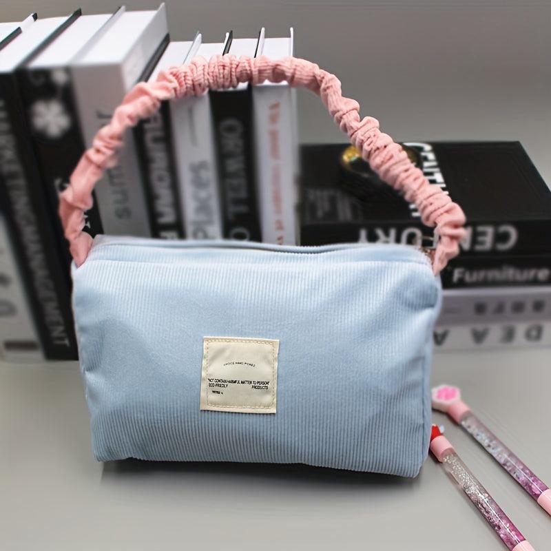 Ruched Corduroy Handbag Block Soft Zipper Underarm Bag