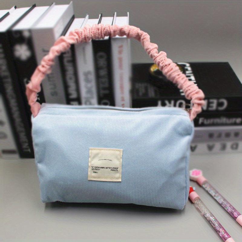 Ruched Corduroy Handbag Block Soft Zipper Underarm Bag