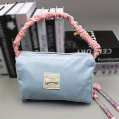 Ruched Corduroy Handbag Block Soft Zipper Underarm Bag