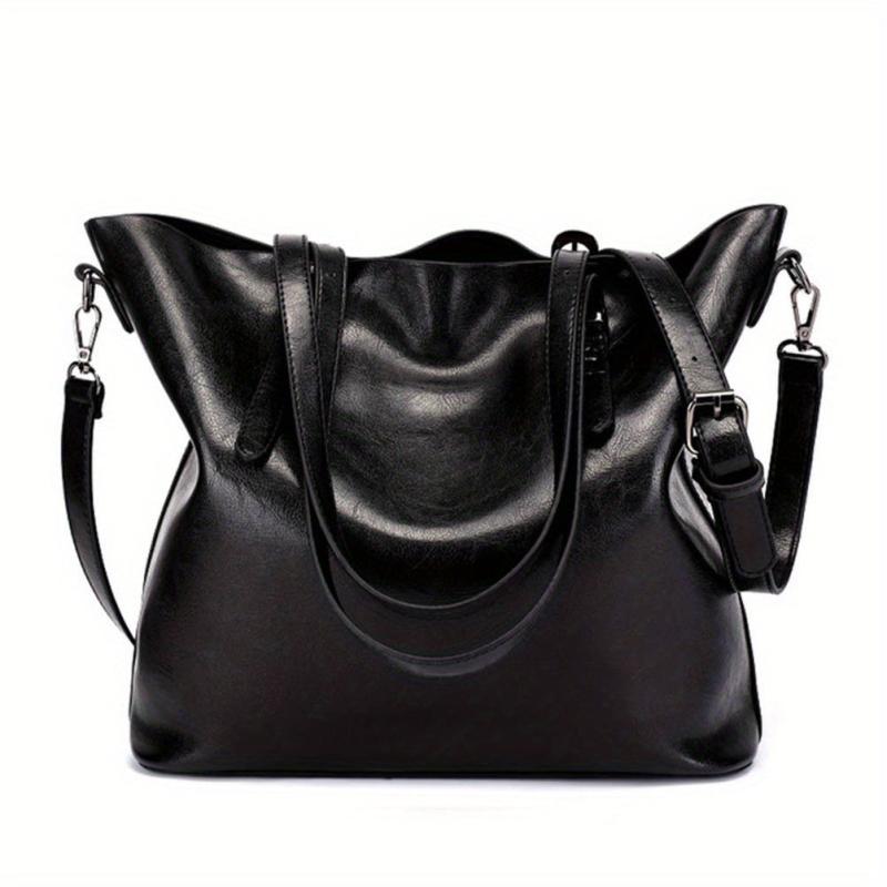Retro Shoulder Bag Classic PU Leather Handbag Large Capacity Tote Bag