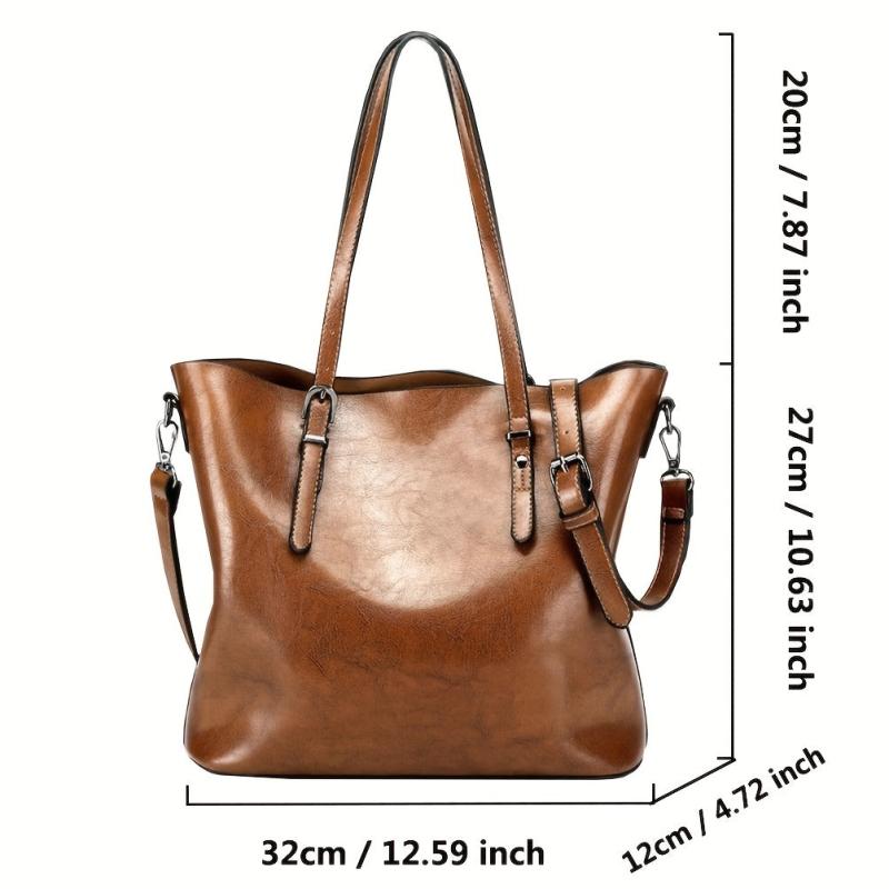 Retro Shoulder Bag Classic PU Leather Handbag Large Capacity Tote Bag