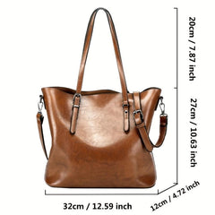 Retro Shoulder Bag Classic PU Leather Handbag Large Capacity Tote Bag