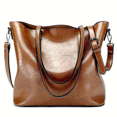 Retro Shoulder Bag Classic PU Leather Handbag Large Capacity Tote Bag
