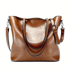 Retro Shoulder Bag Classic PU Leather Handbag Large Capacity Tote Bag