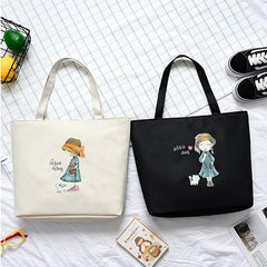 Cartoon Pattern Tote Bag Lightweight Canvas Shoulder Bag