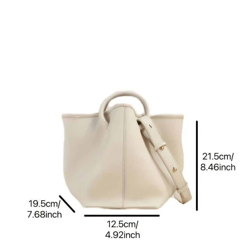 2pcs Solid Bucket Bag Set Women's Handbag With Inner Pouch