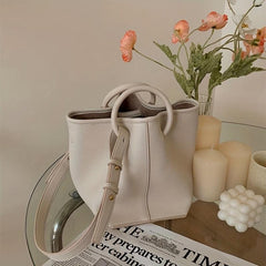 2pcs Solid Bucket Bag Set Women's Handbag With Inner Pouch