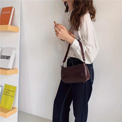 Retro Crocodile Pattern Underarm Bag PU Leather Textured Handbag