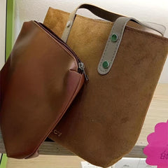 Vintage Satchel Handbag All Match with Insert Pouch Bag