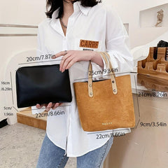Vintage Satchel Handbag All Match with Insert Pouch Bag