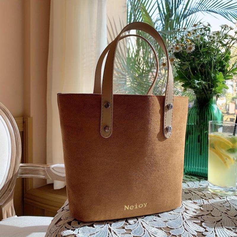 Vintage Satchel Handbag All Match with Insert Pouch Bag