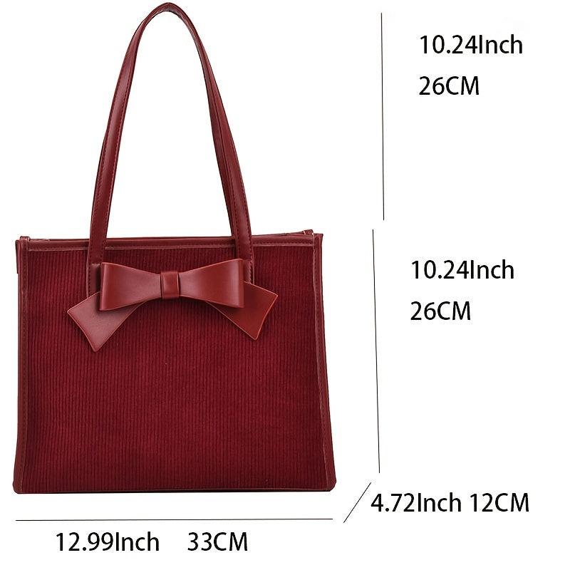 Vintage Bowknot Tote Bag Large Capacity Shoulder Handbag