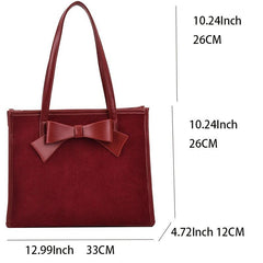 Vintage Bowknot Tote Bag Large Capacity Shoulder Handbag
