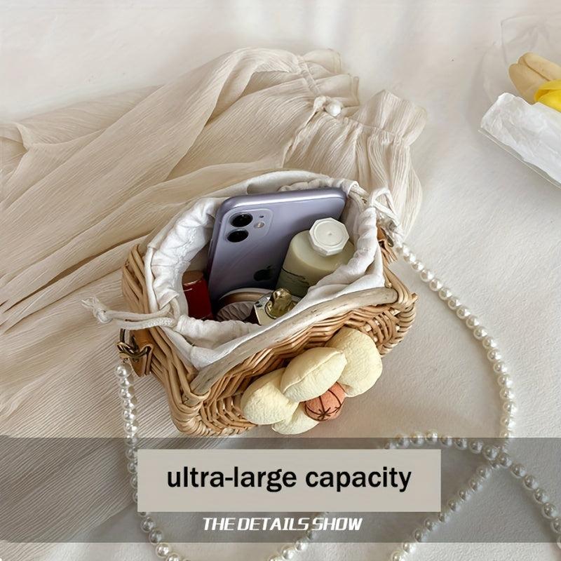 Boho Style Rattan Woven Crossbody Bag for Women