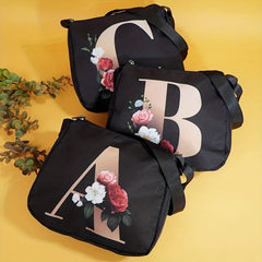 Flower Letter Print Crossbody Bag Nylon Handbag