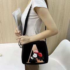 Flower Letter Print Crossbody Bag Nylon Handbag