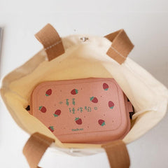 Flower Pattern Canvas Bucket Bag Hand Lunch Bag