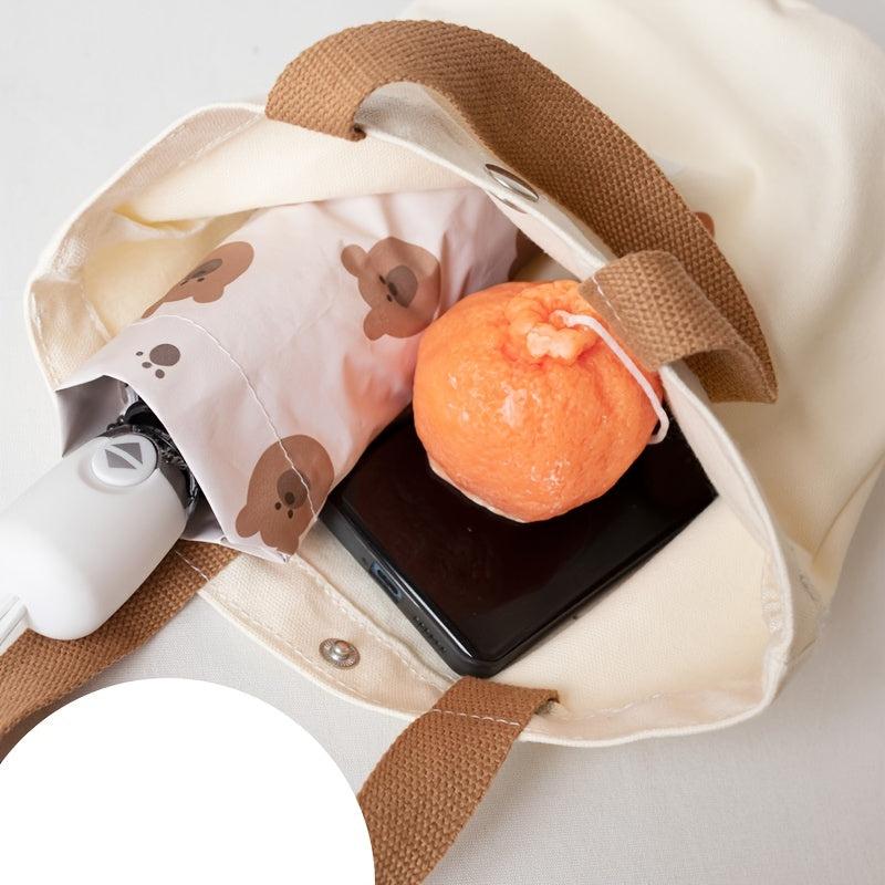 Flower Pattern Canvas Bucket Bag Hand Lunch Bag