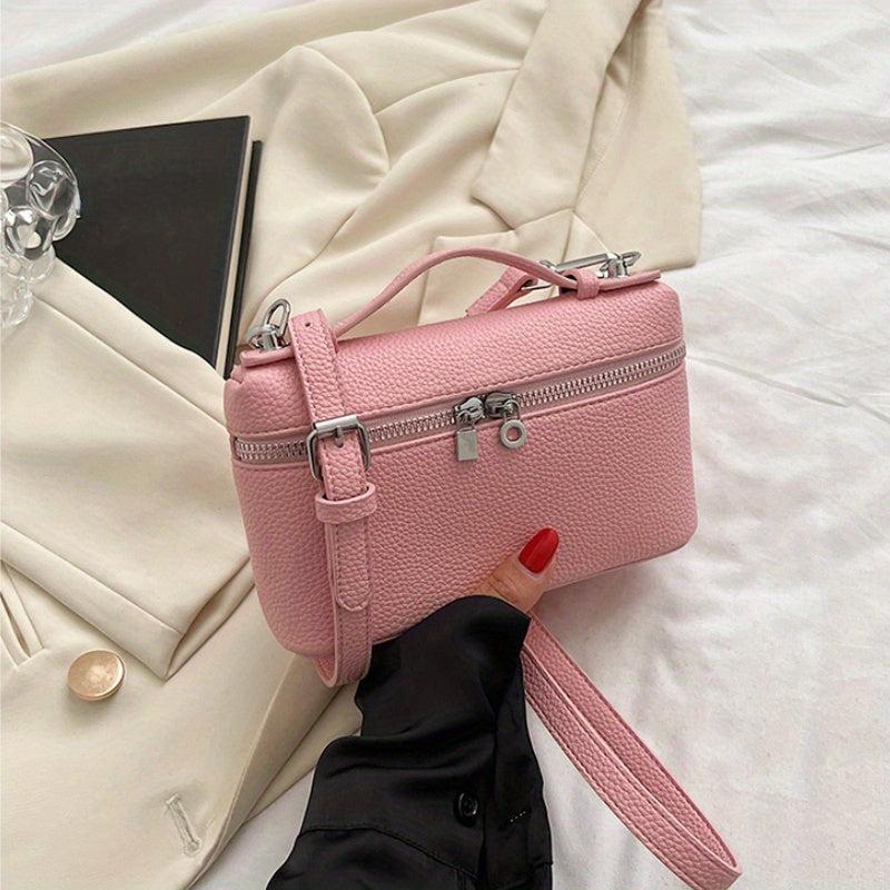 Mini Solid Satchel Crossbody Bag PU Leather Waterproof Square Handbag