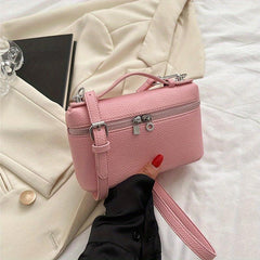 Mini Solid Satchel Crossbody Bag PU Leather Waterproof Square Handbag