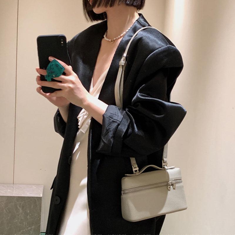 Mini Solid Satchel Crossbody Bag PU Leather Waterproof Square Handbag