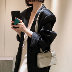 Mini Solid Satchel Crossbody Bag PU Leather Waterproof Square Handbag