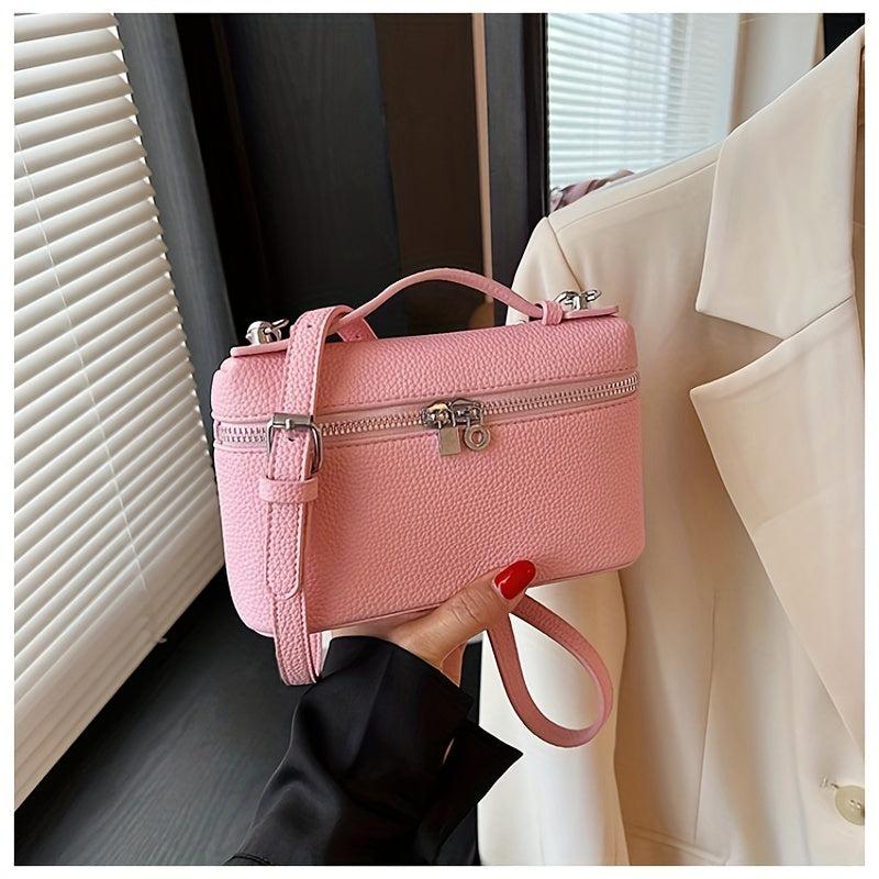 Mini Solid Satchel Crossbody Bag PU Leather Waterproof Square Handbag