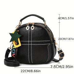 Stitching Crossbody Bag Shoulder Purse PU Leather Handbag For Women