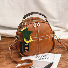 Stitching Crossbody Bag Shoulder Purse PU Leather Handbag For Women
