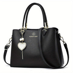 Top Handle Satchel Crossbody Tote Bag PU Leather Textured Shoulder Bag