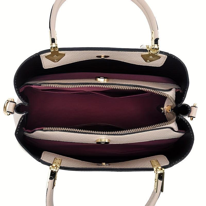 Top Handle Satchel Crossbody Tote Bag PU Leather Textured Shoulder Bag