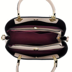Top Handle Satchel Crossbody Tote Bag PU Leather Textured Shoulder Bag