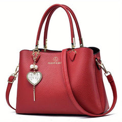 Top Handle Satchel Crossbody Tote Bag PU Leather Textured Shoulder Bag