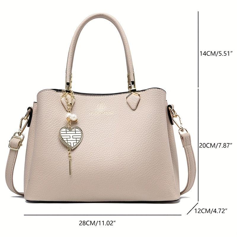 Top Handle Satchel Crossbody Tote Bag PU Leather Textured Shoulder Bag