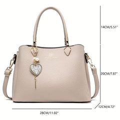 Top Handle Satchel Crossbody Tote Bag PU Leather Textured Shoulder Bag