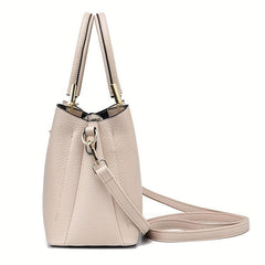 Top Handle Satchel Crossbody Tote Bag PU Leather Textured Shoulder Bag