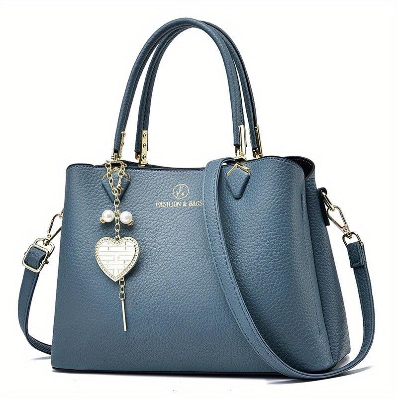 Top Handle Satchel Crossbody Tote Bag PU Leather Textured Shoulder Bag