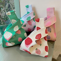 Casual Fruits Pattern Shoulder Bag Knitted Storage Bag For Shopping